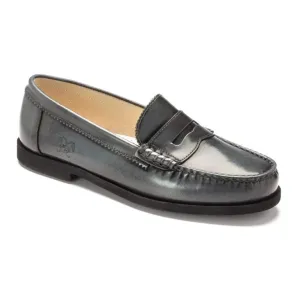 2525 - Gray Polished Leather Hard Loafer for Girl/Boy by London Kids