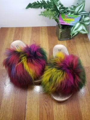 “305 Ink” Women's Big Fluffy Fur Slippers