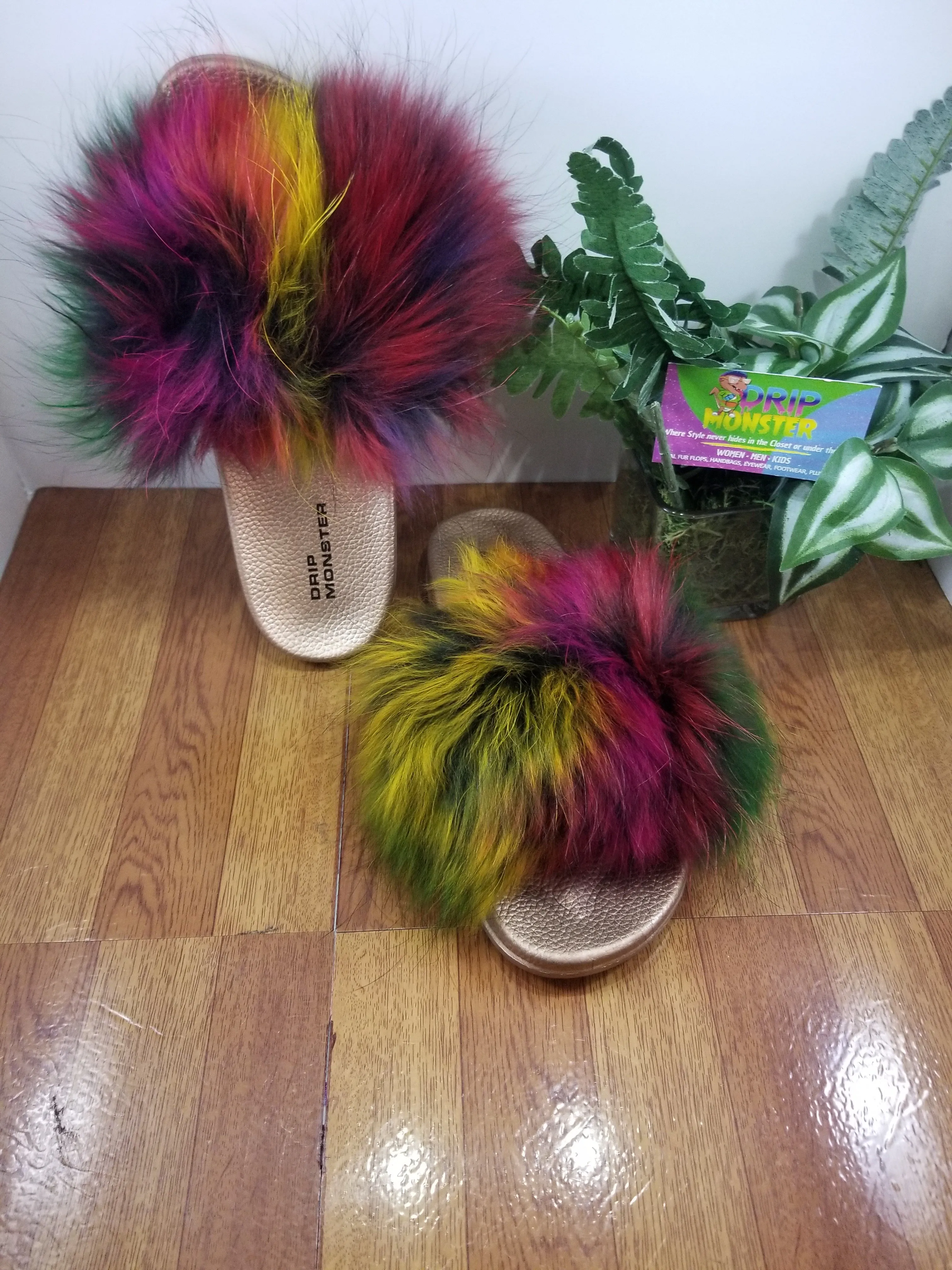 “305 Ink” Women's Big Fluffy Fur Slippers