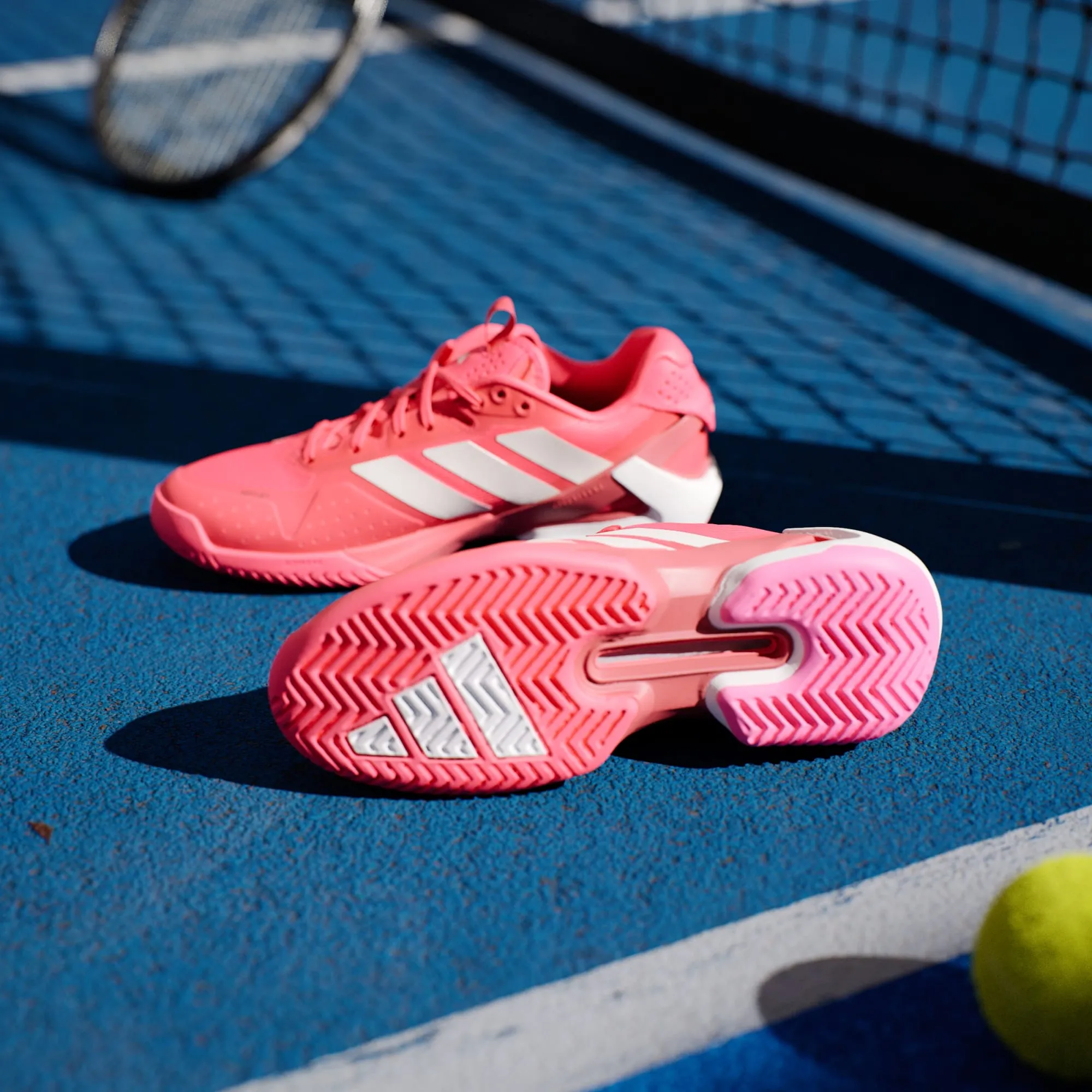 Adidas Adizero Ubersonic 5 All Court Tennis Shoes (Ladies) - Lucid Red/Zero Metalic/Lucid Pink