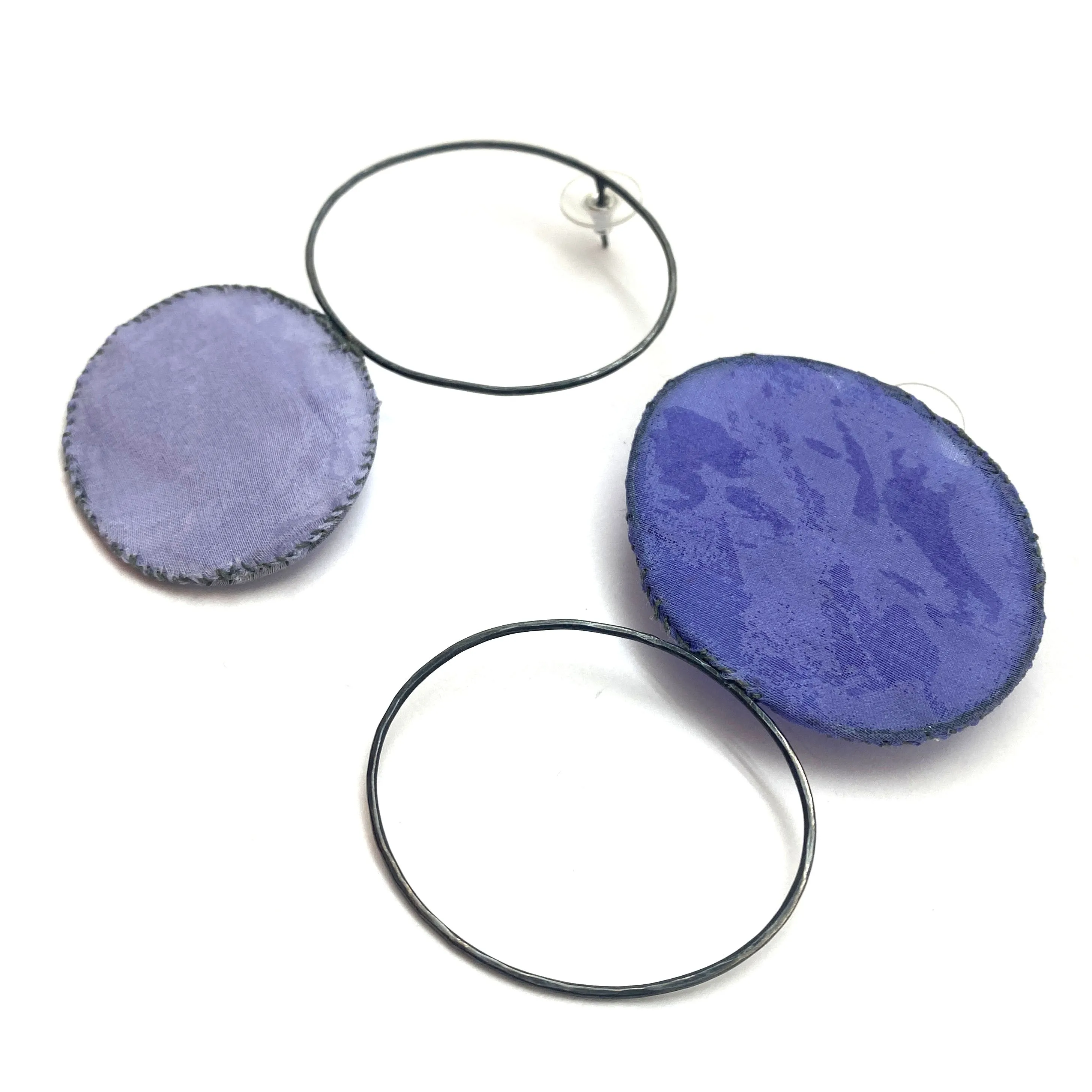 Asymmetrical Purple Oval Stud Earrings