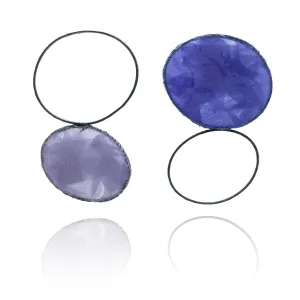 Asymmetrical Purple Oval Stud Earrings