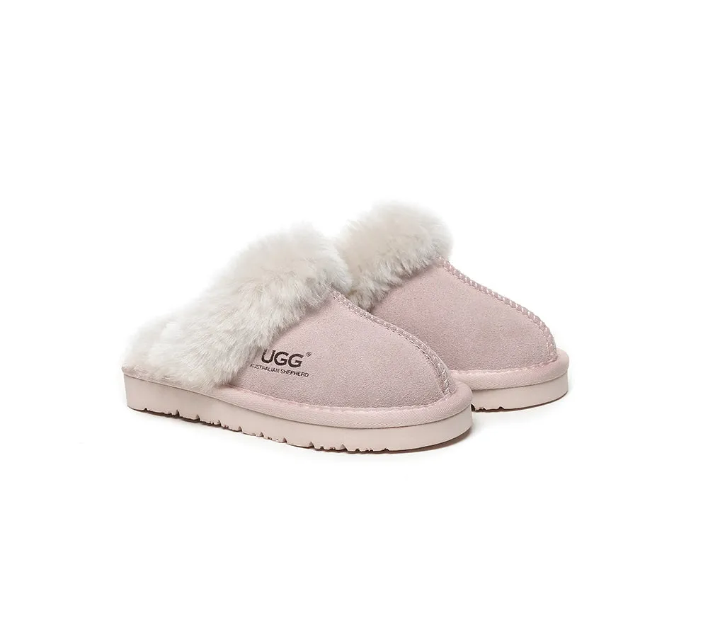 AUSTRALIAN SHEPHERD® UGG Slippers Kids Sheepskin Wool Scuff Muffin