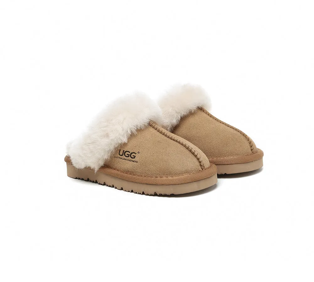 AUSTRALIAN SHEPHERD® UGG Slippers Kids Sheepskin Wool Scuff Muffin