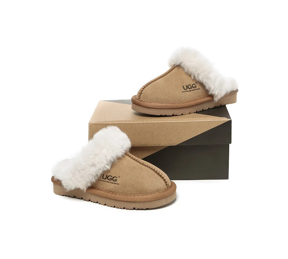 AUSTRALIAN SHEPHERD® UGG Slippers Kids Sheepskin Wool Scuff Muffin