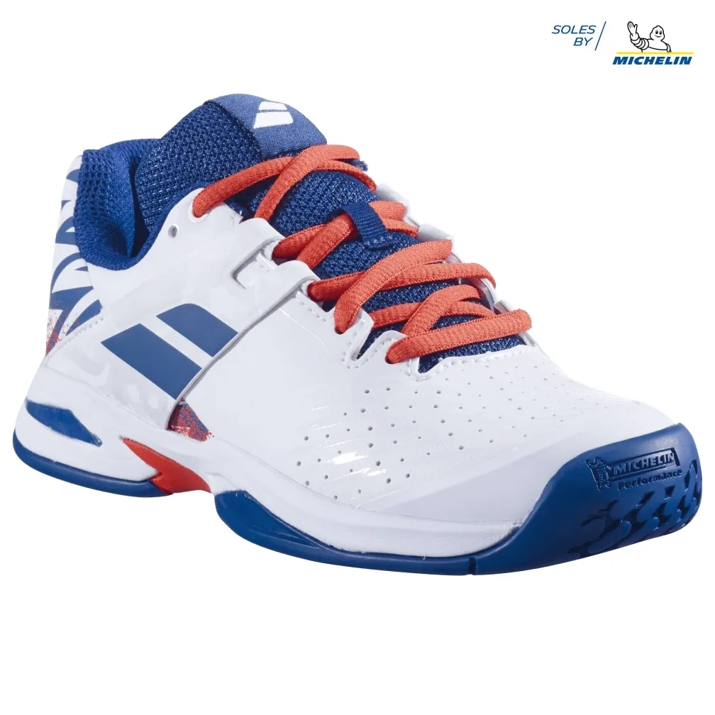 Babolat Propulse All Court Tennis Shoes (Junior) - White/Estate Blue