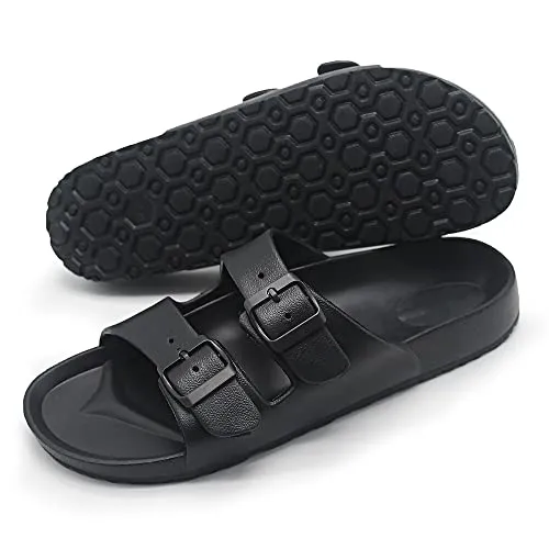 BEMGNAR Men’s Lightweight Comfort Slides Double Buckle Slip-on Adjustable EVA Orthopedic Flat Sandals