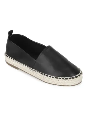 Black PU Slip On Espadrilles