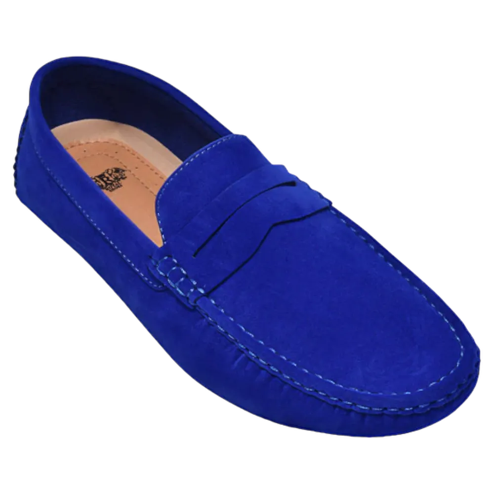 Blue royal shoes suede leather men's summer loafer