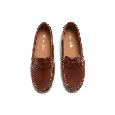 Brown leather penny loafer