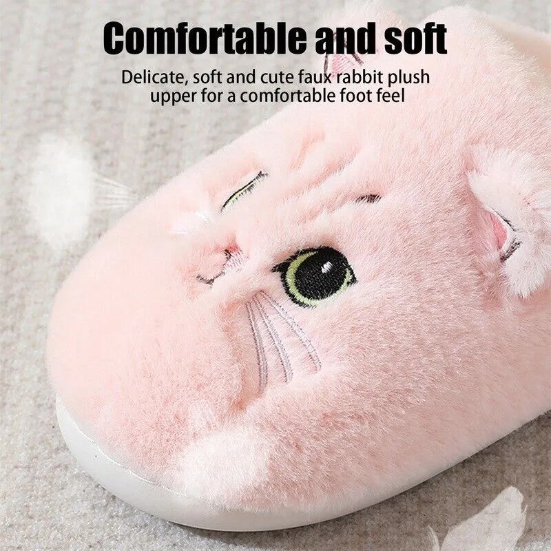 Cat Face Plush Slippers