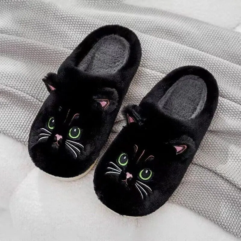 Cat Face Plush Slippers