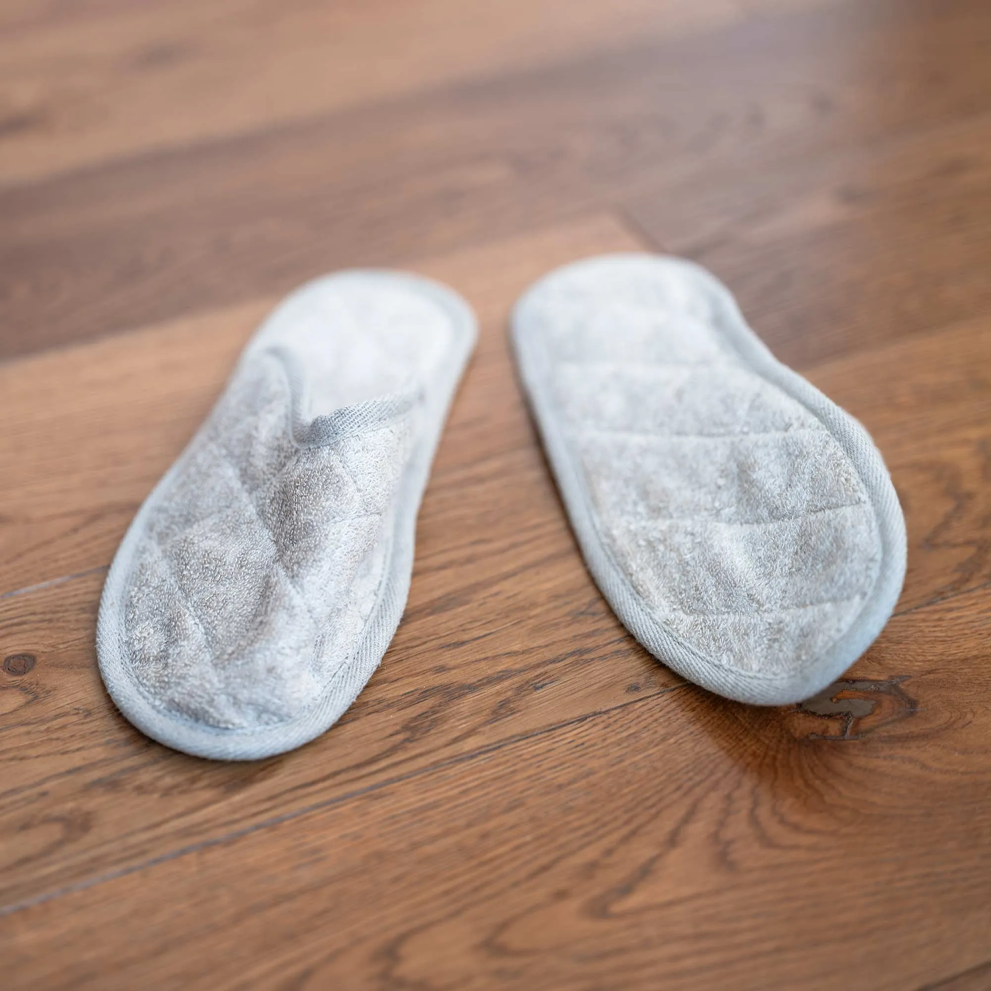 CHALET 100% Organic Linen Terry Quilted House Slippers (Elastic-free, Latex-free, Glue-free, Chemical-free) (Biodegradable)