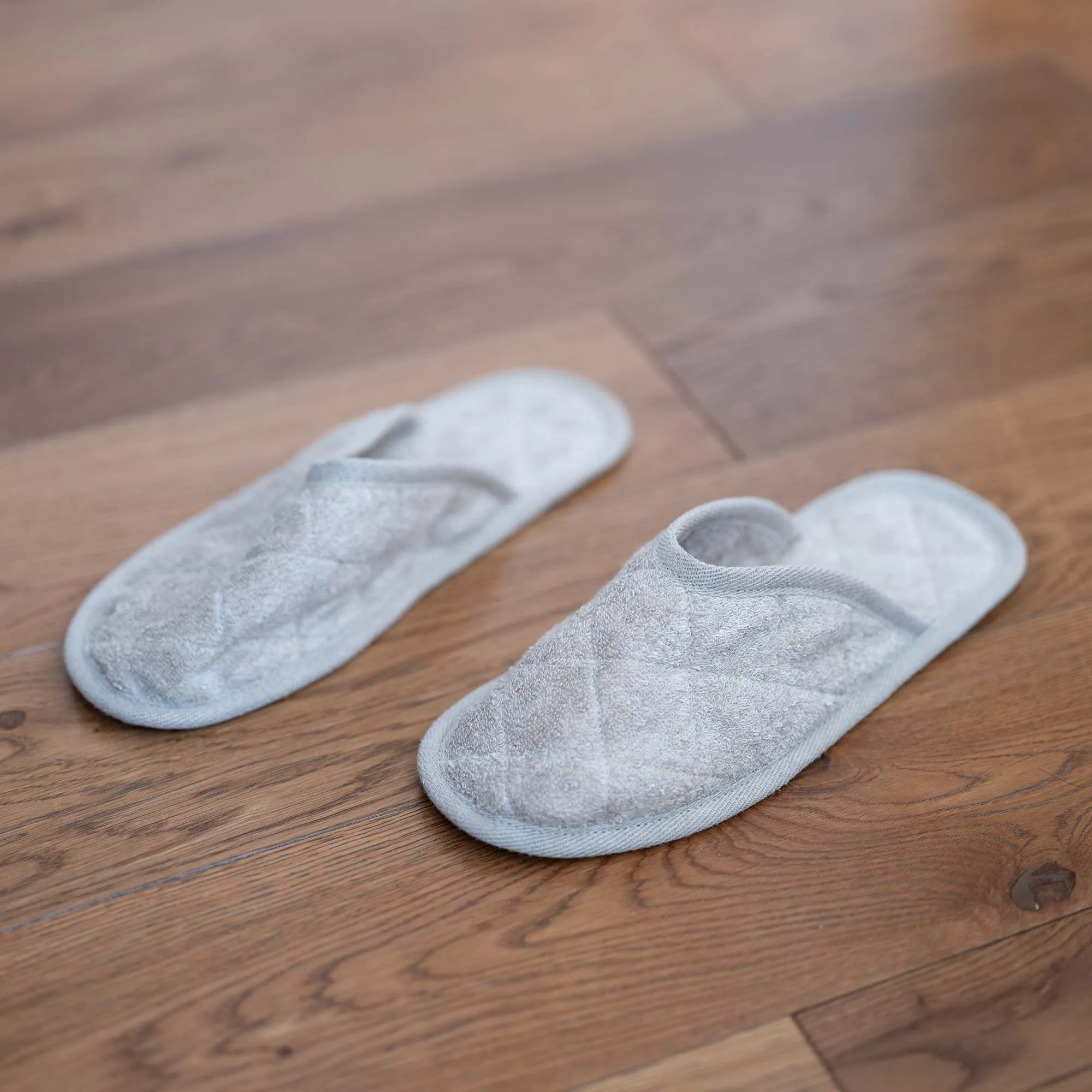 CHALET 100% Organic Linen Terry Quilted House Slippers (Elastic-free, Latex-free, Glue-free, Chemical-free) (Biodegradable)