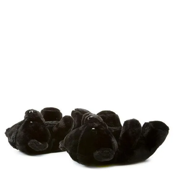 Comfy Teddy Bear Plush Slippers: Black Bear