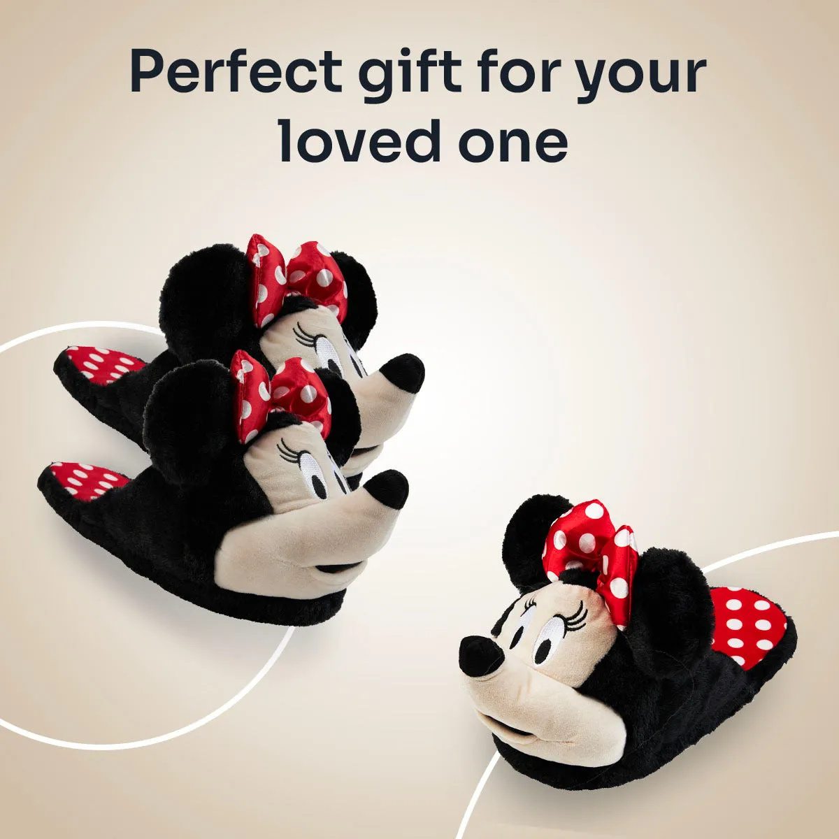 Disney Ladies Slippers,  Fluffy Indoor House Shoes - Minnie Mouse