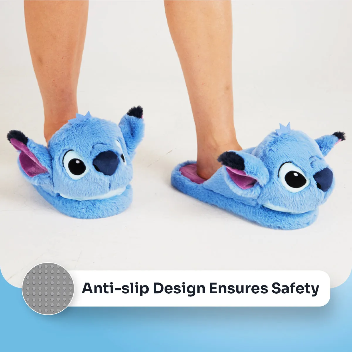 Disney Ladies Slippers,  Fluffy Indoor House Shoes - Stitch