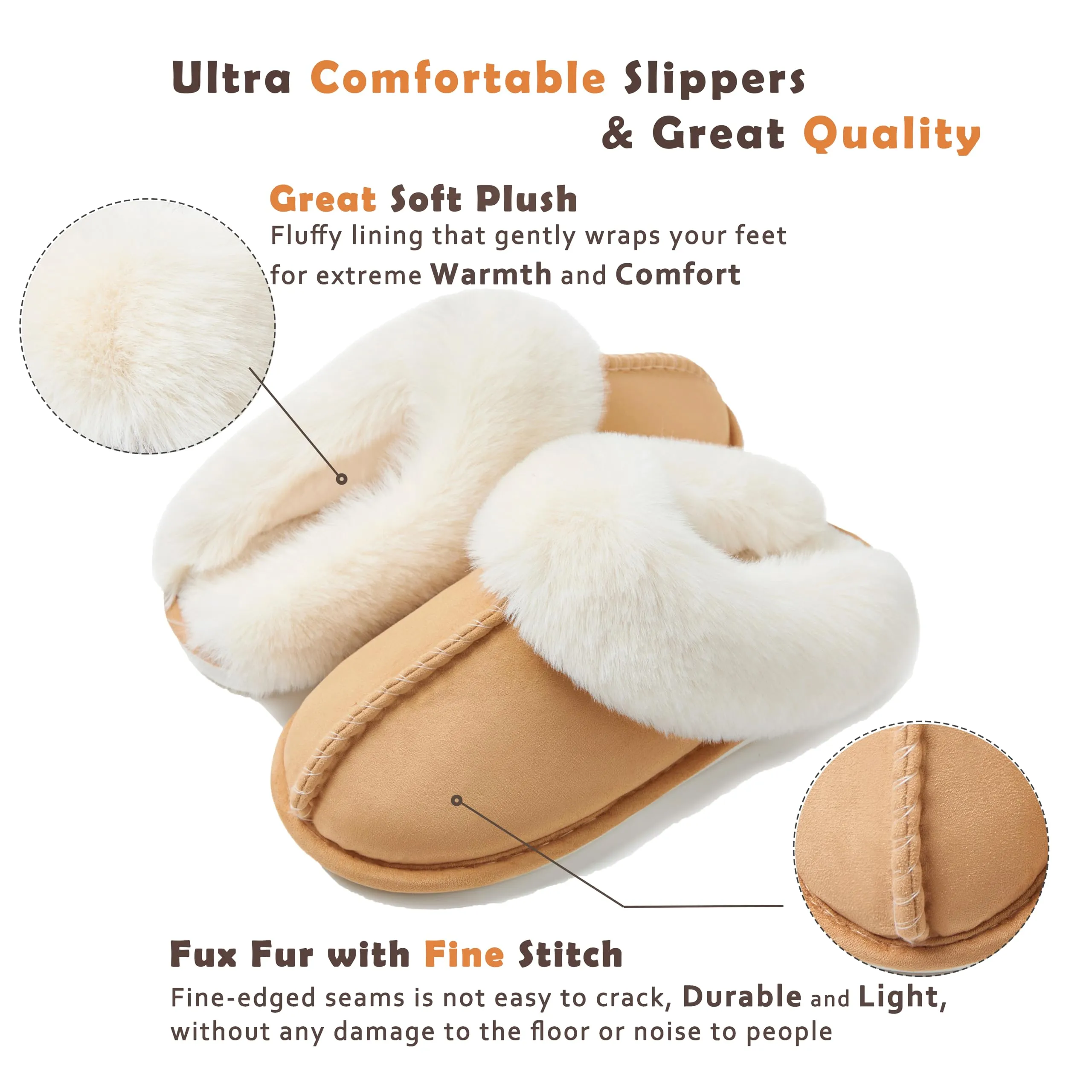 Donpapa Womens Slipper with Memory Foam Fluffy Soft Warm Slip On House Slippers,Anti-Skid Cozy Plush for Indoor Outdoor