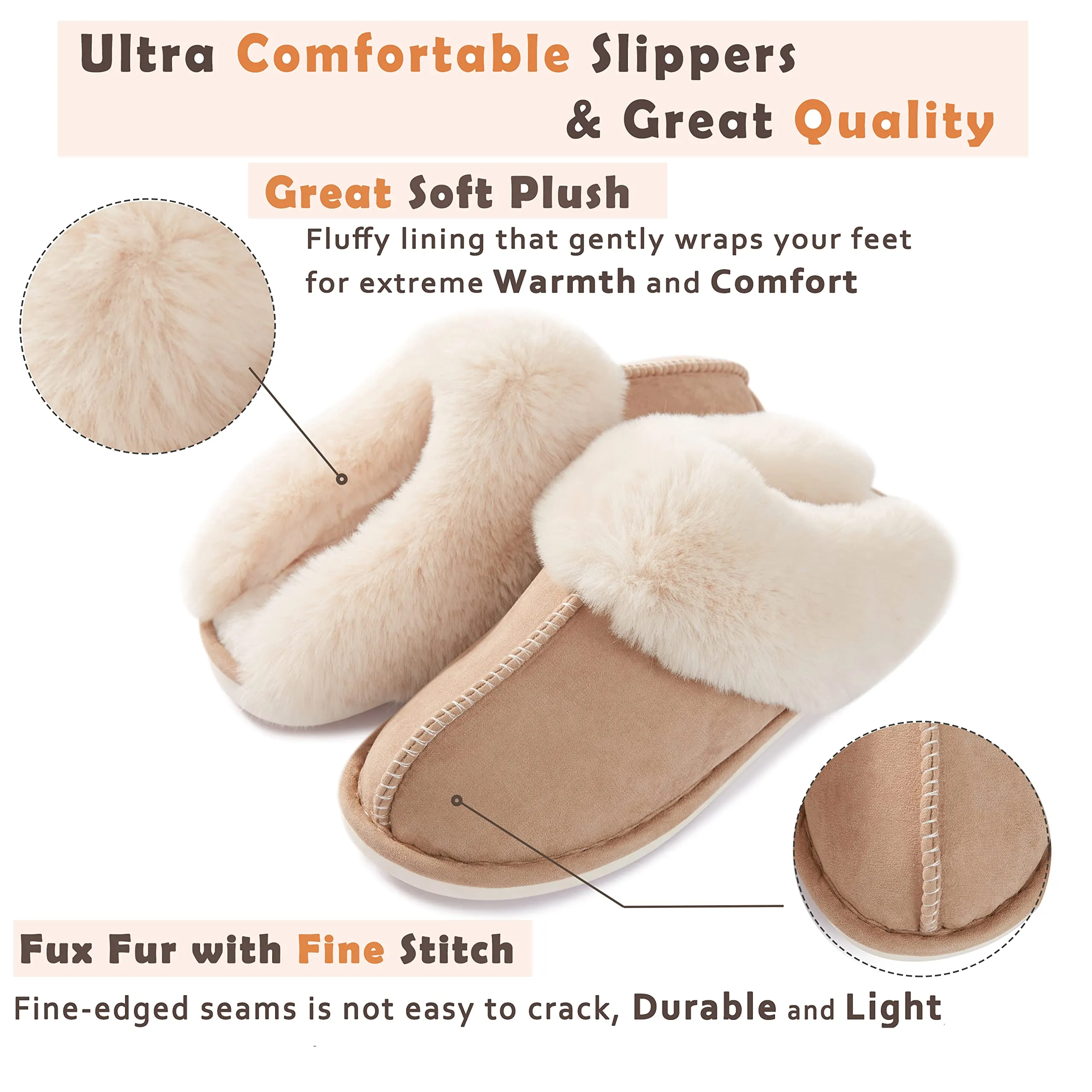 Donpapa Womens Slipper with Memory Foam Fluffy Soft Warm Slip On House Slippers,Anti-Skid Cozy Plush for Indoor Outdoor