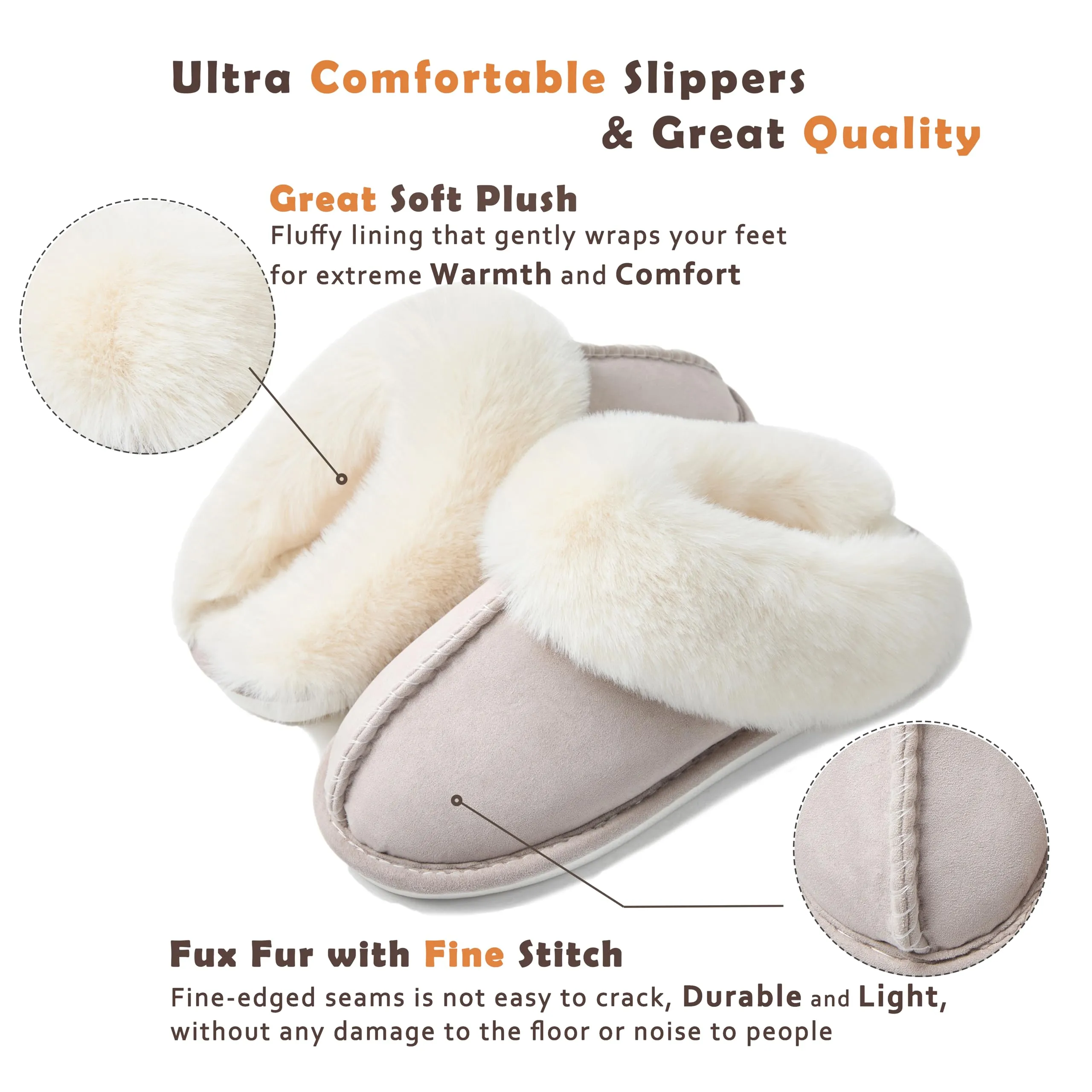 Donpapa Womens Slipper with Memory Foam Fluffy Soft Warm Slip On House Slippers,Anti-Skid Cozy Plush for Indoor Outdoor