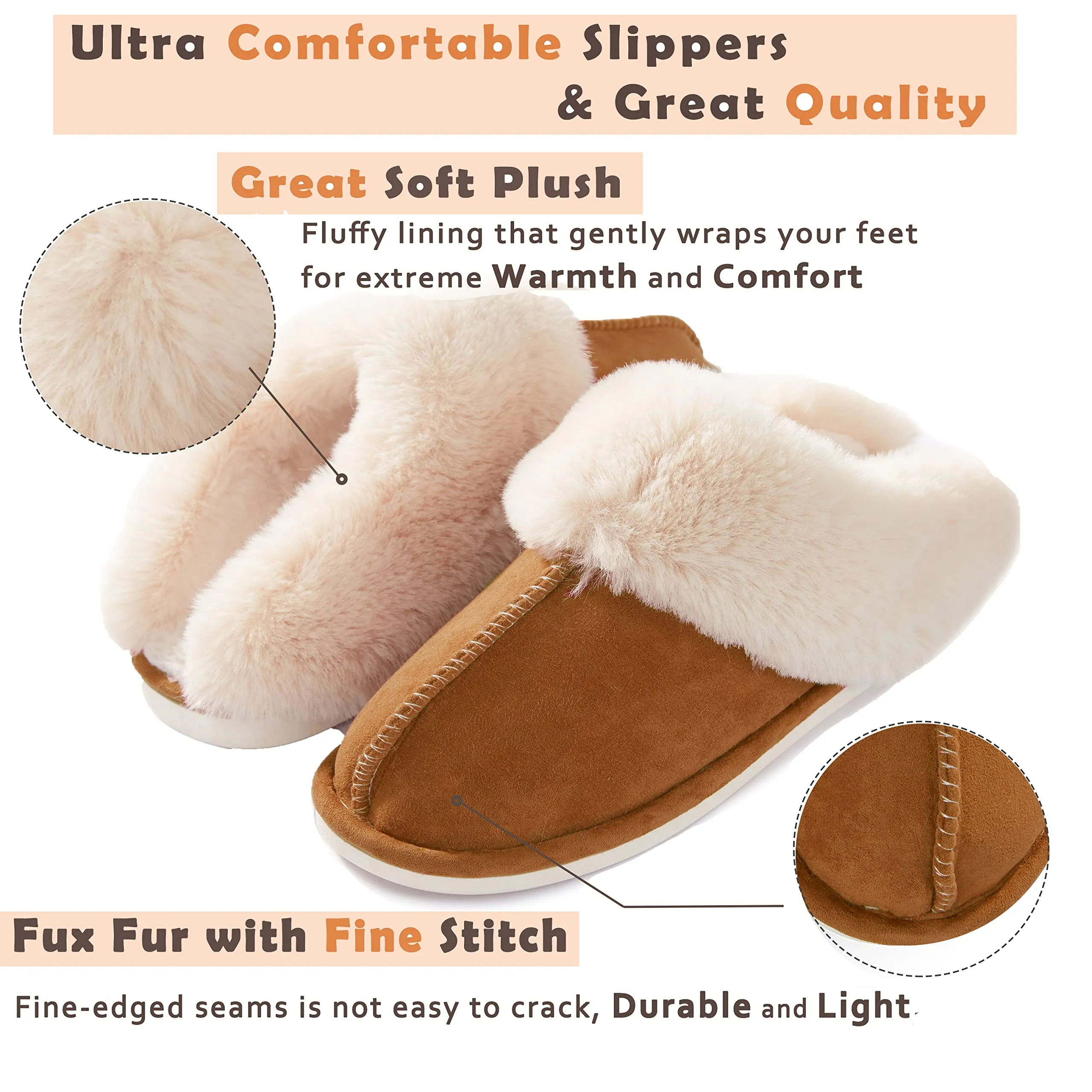 Donpapa Womens Slipper with Memory Foam Fluffy Soft Warm Slip On House Slippers,Anti-Skid Cozy Plush for Indoor Outdoor