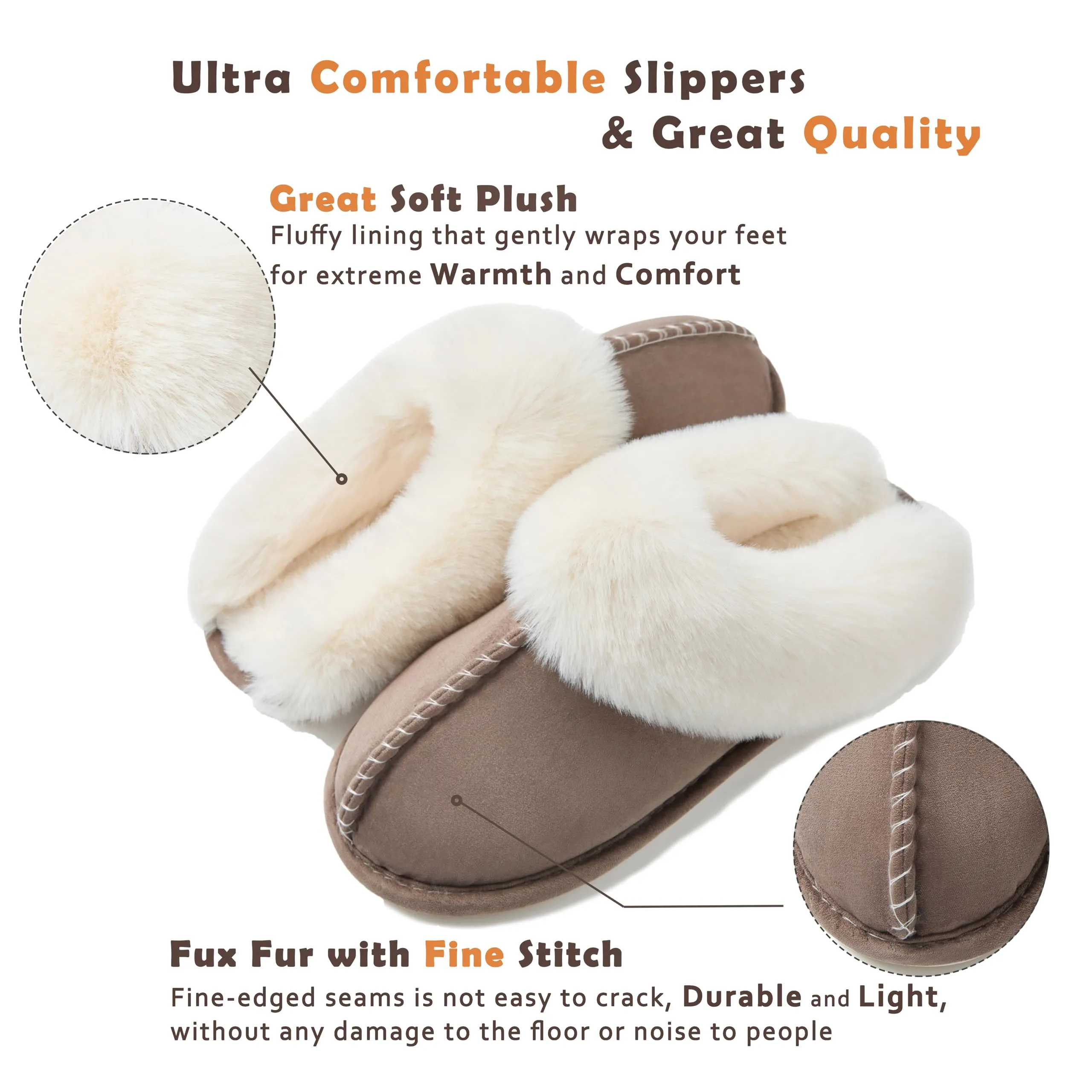 Donpapa Womens Slipper with Memory Foam Fluffy Soft Warm Slip On House Slippers,Anti-Skid Cozy Plush for Indoor Outdoor