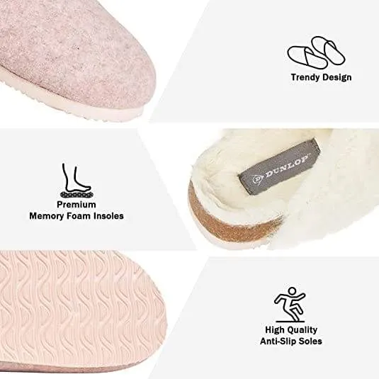 Dunlop Comfy Memory Foam Indoor Outdoor Super Soft Fluffy Slippers for Women