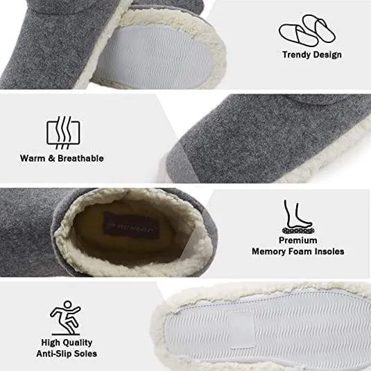 Dunlop Faux Sheepskin Warm Memory Foam Indoor Outdoor Bootie Slippers for Ladies