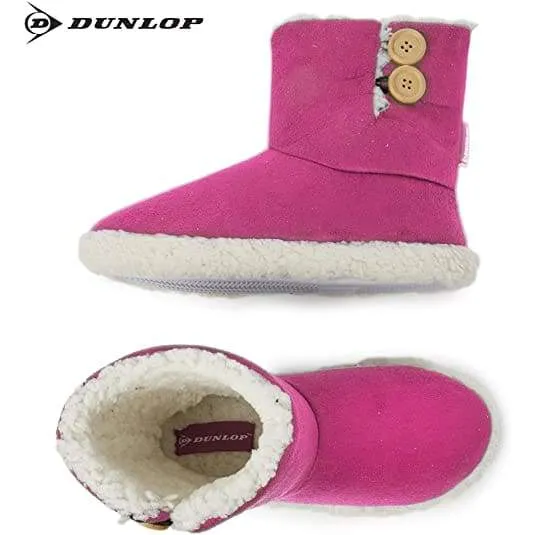 Dunlop Faux Sheepskin Warm Memory Foam Indoor Outdoor Bootie Slippers for Ladies