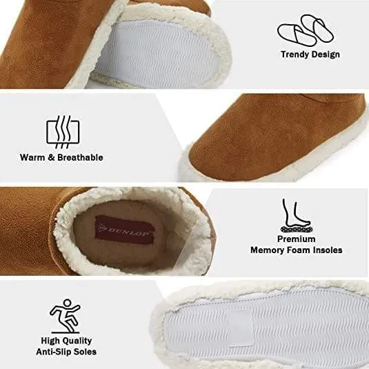 Dunlop Faux Sheepskin Warm Memory Foam Indoor Outdoor Bootie Slippers for Ladies