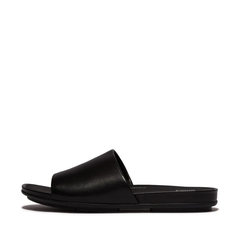 FitFlop Gracie Leather Pool Slides Black/Black