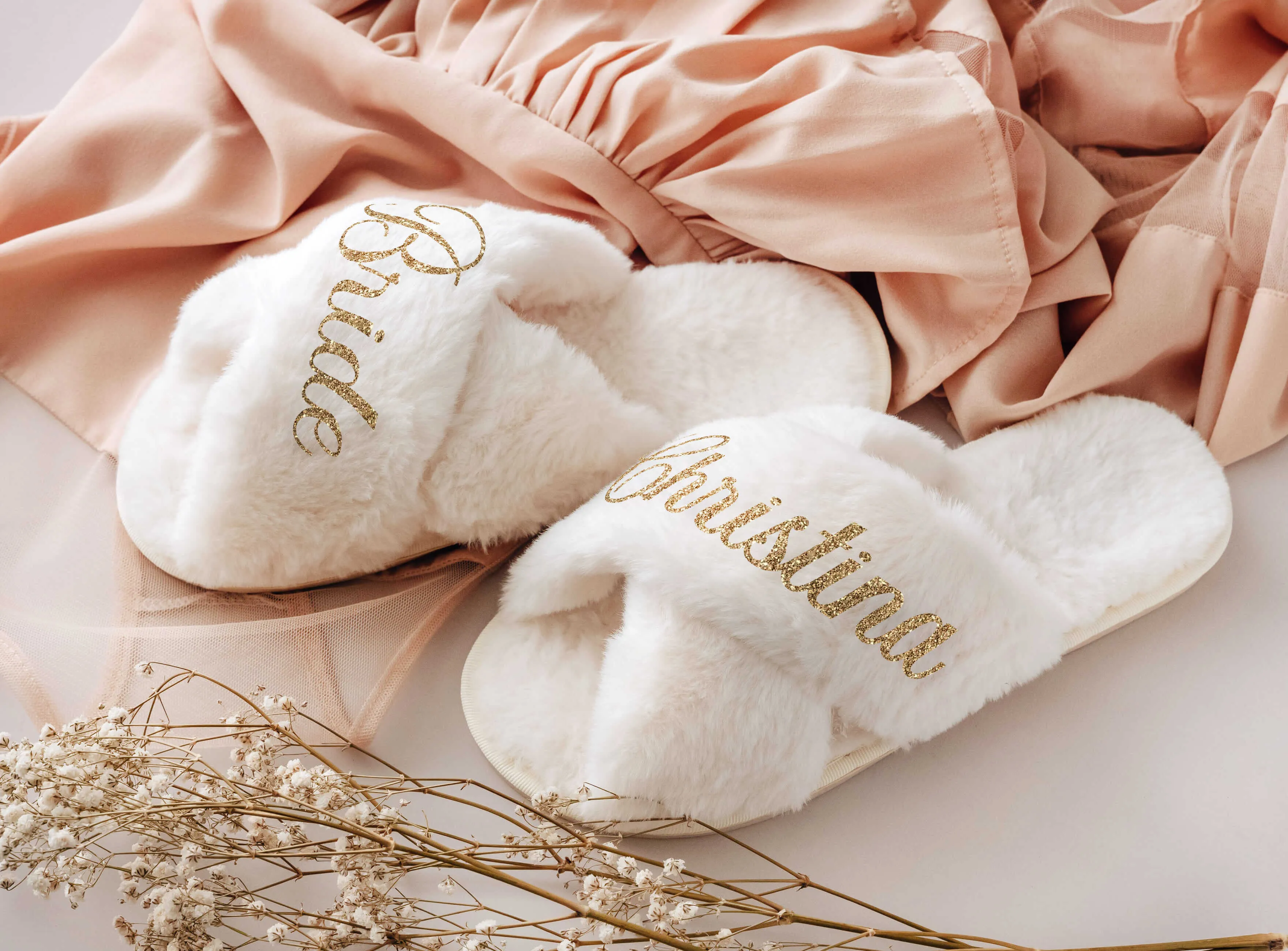 Fluffy Bridal Slippers