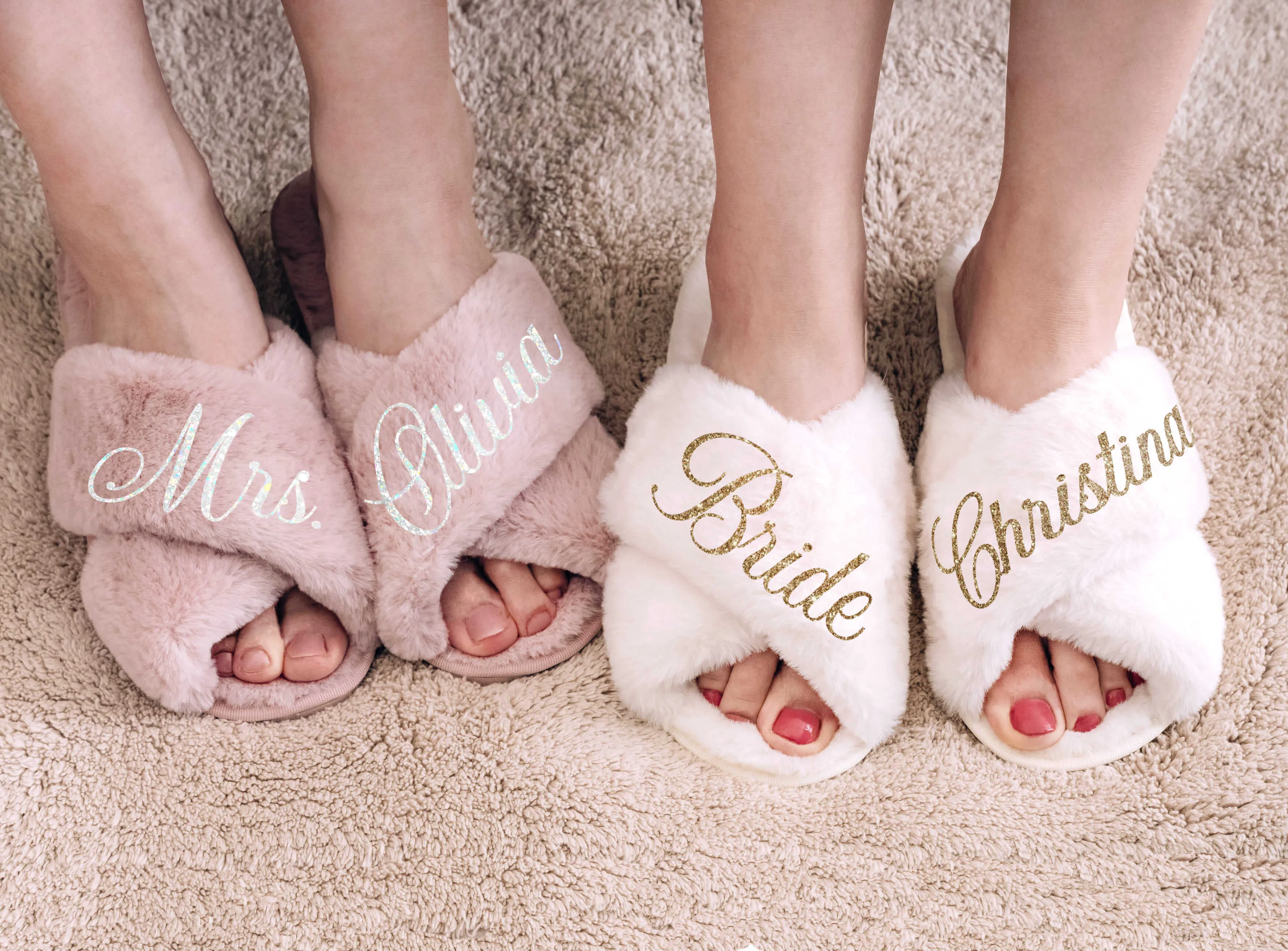 Fluffy Bridal Slippers