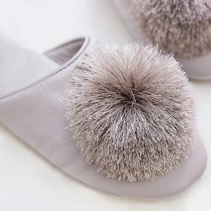 Fluffy Faux Fur Ball Non-slip Pompom Indoor Slippers