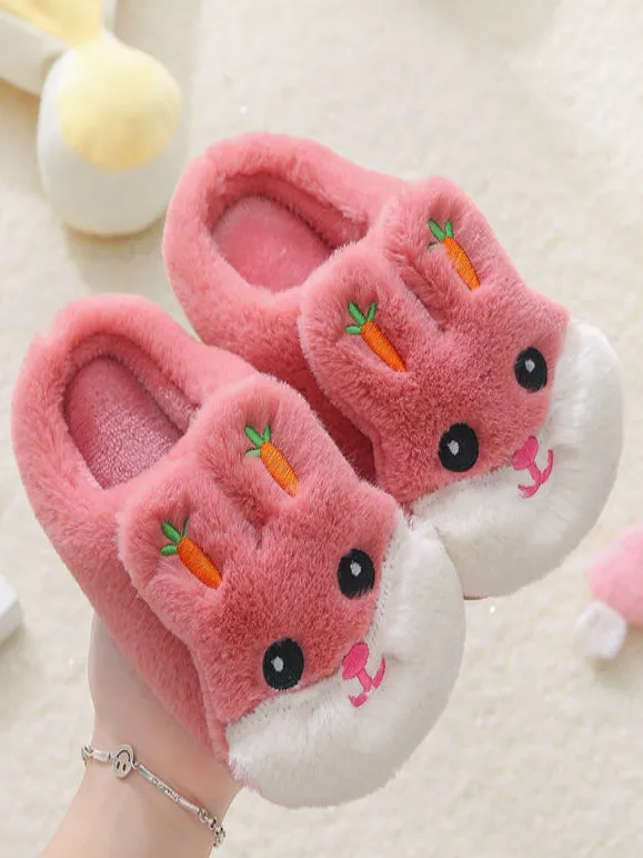 Girls Fluffiest Bunny House Slipper Slides By Liv and Mia