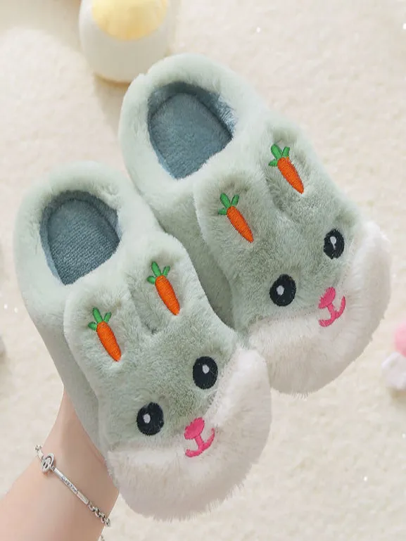 Girls Fluffiest Bunny House Slipper Slides By Liv and Mia