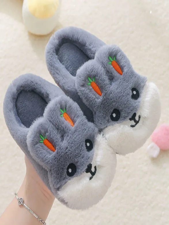 Girls Fluffiest Bunny House Slipper Slides By Liv and Mia