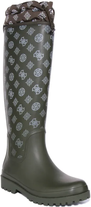 Guess Reisa Rainboot In Olive For Women