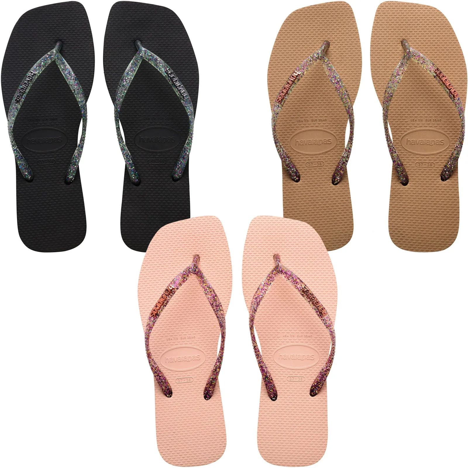 Havaianas Square Logo Metallic Flip Flops