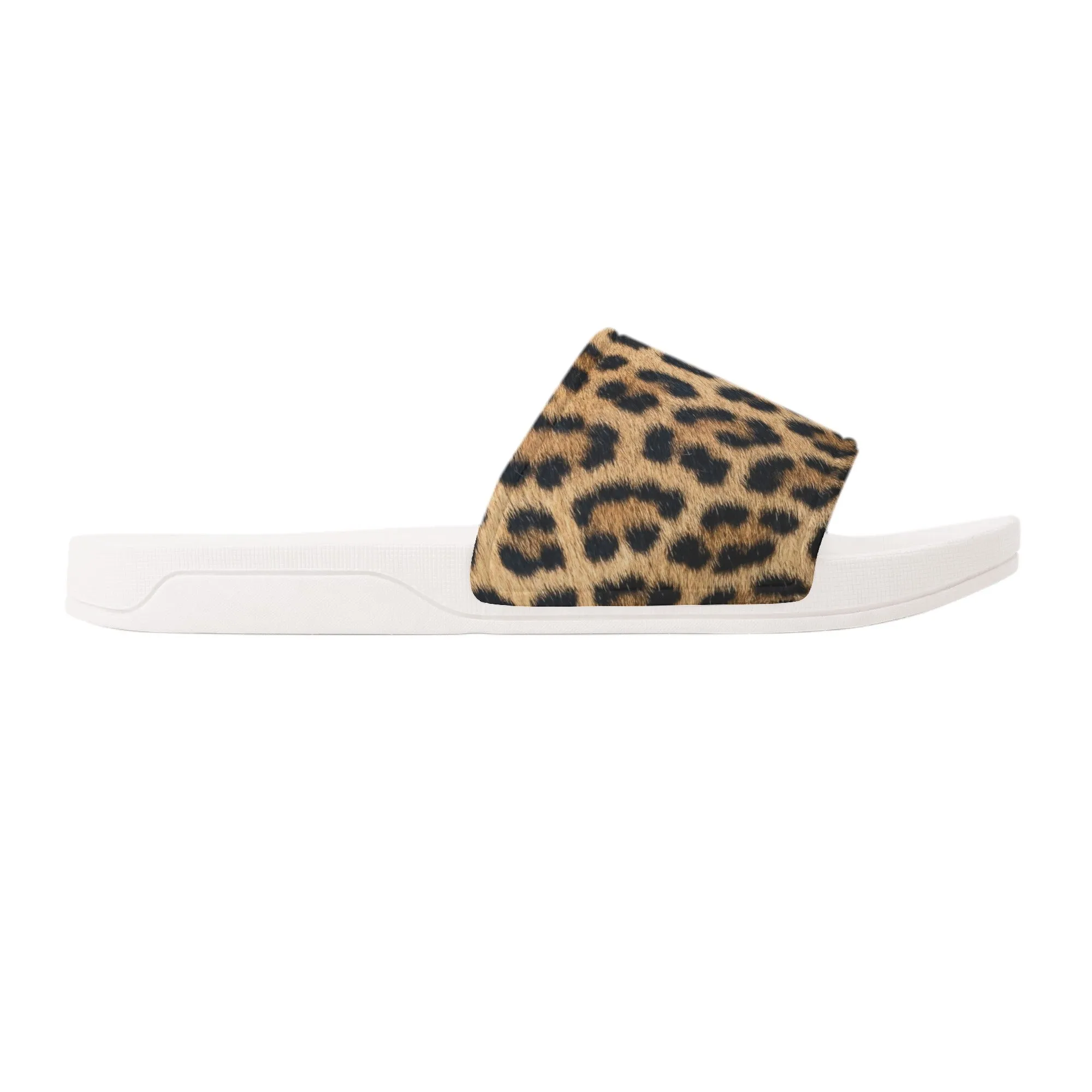 Leopard Women Slide Sandals,  Cheetah Animal Print Shoes Girls Flat Wedge Slides Vegan Casual Slippers Flip Flops Slip On