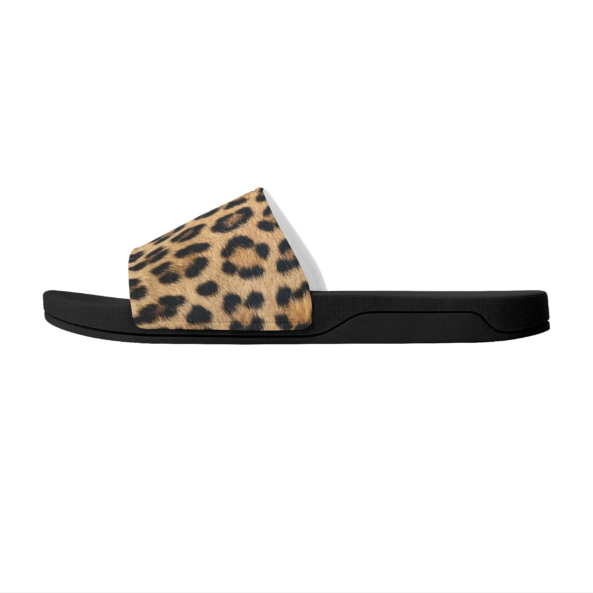 Leopard Women Slide Sandals,  Cheetah Animal Print Shoes Girls Flat Wedge Slides Vegan Casual Slippers Flip Flops Slip On