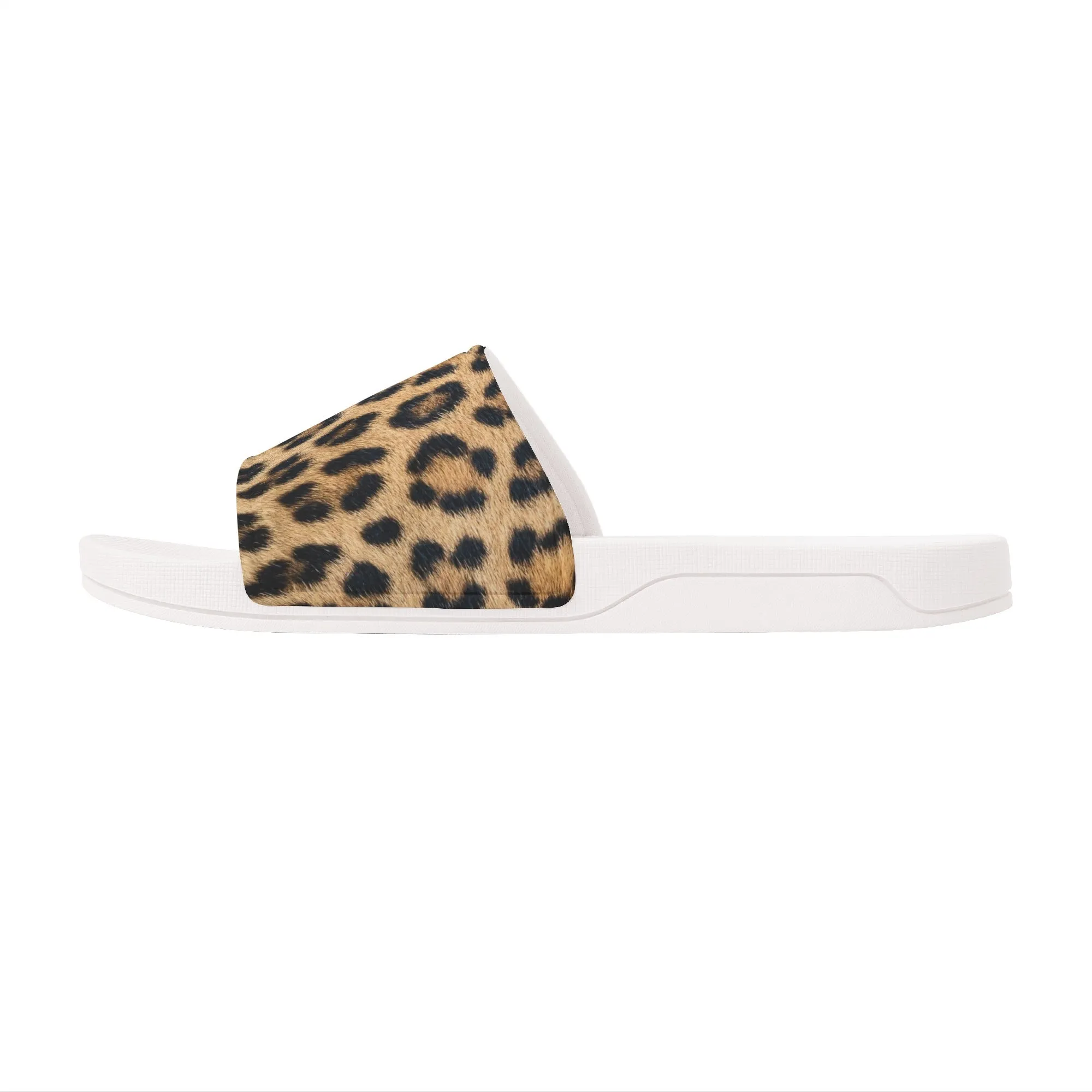 Leopard Women Slide Sandals,  Cheetah Animal Print Shoes Girls Flat Wedge Slides Vegan Casual Slippers Flip Flops Slip On