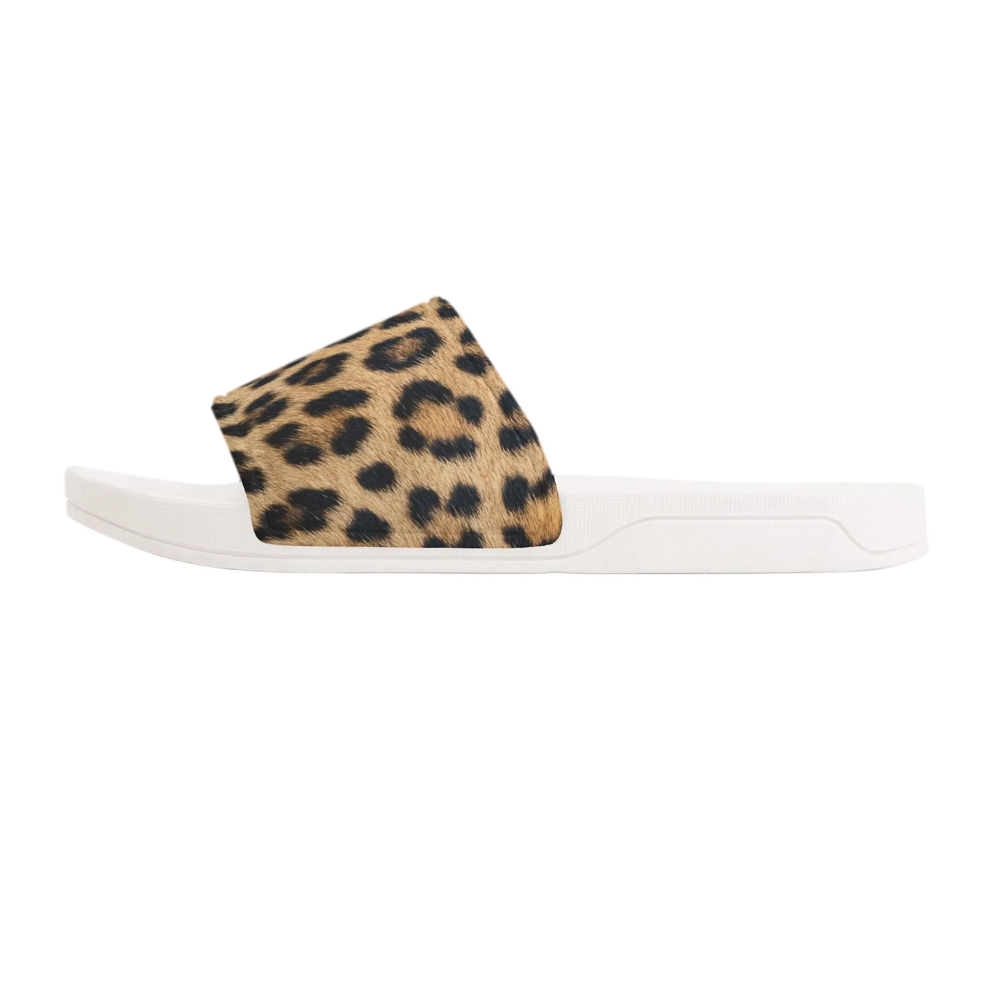 Leopard Women Slide Sandals,  Cheetah Animal Print Shoes Girls Flat Wedge Slides Vegan Casual Slippers Flip Flops Slip On