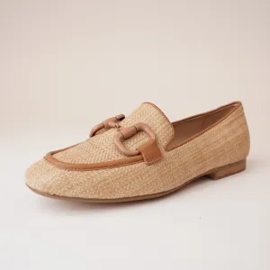 Mansur Camel Raffia/ Dk Tan Leather Loafers