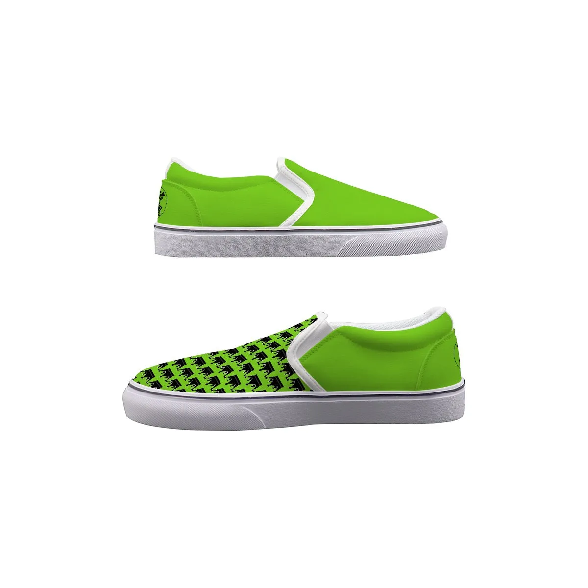 Men's Slip On Sneakers green crown, print