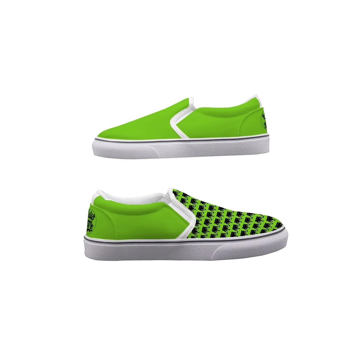 Men's Slip On Sneakers green crown, print