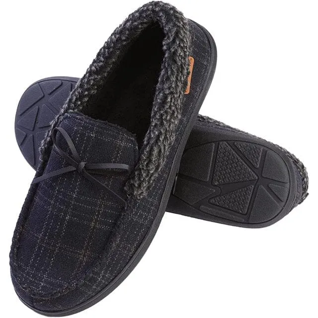 Men's Slippers Moccasin Plush Lined House Shoes Fuzzy Furry