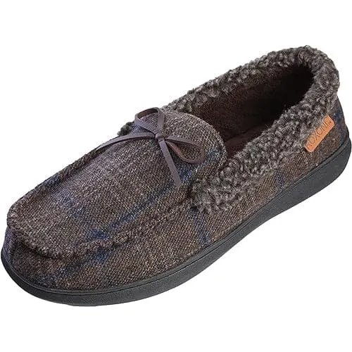 Men's Slippers Moccasin Plush Lined House Shoes Fuzzy Furry