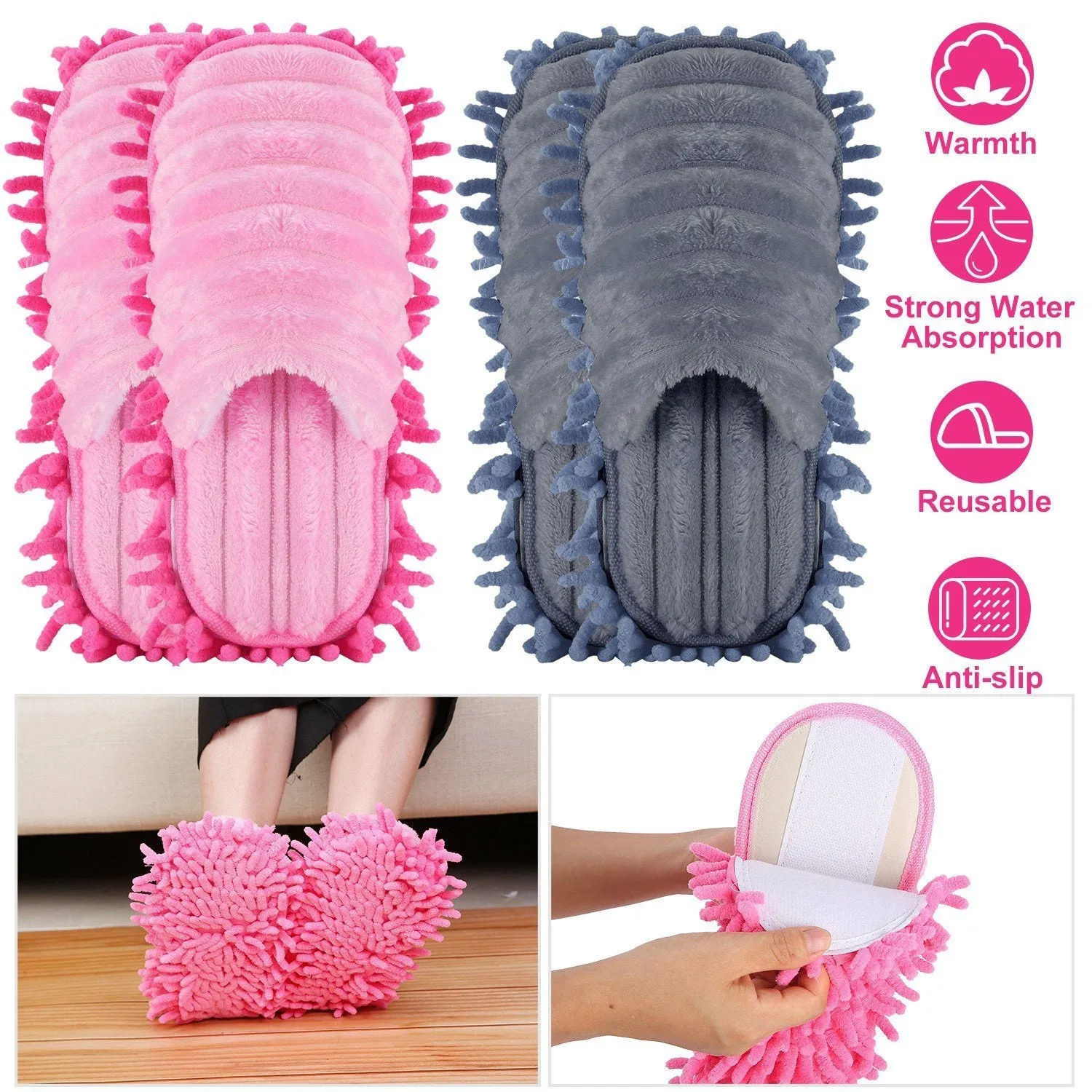 Mop Slippers Unisex Detachable