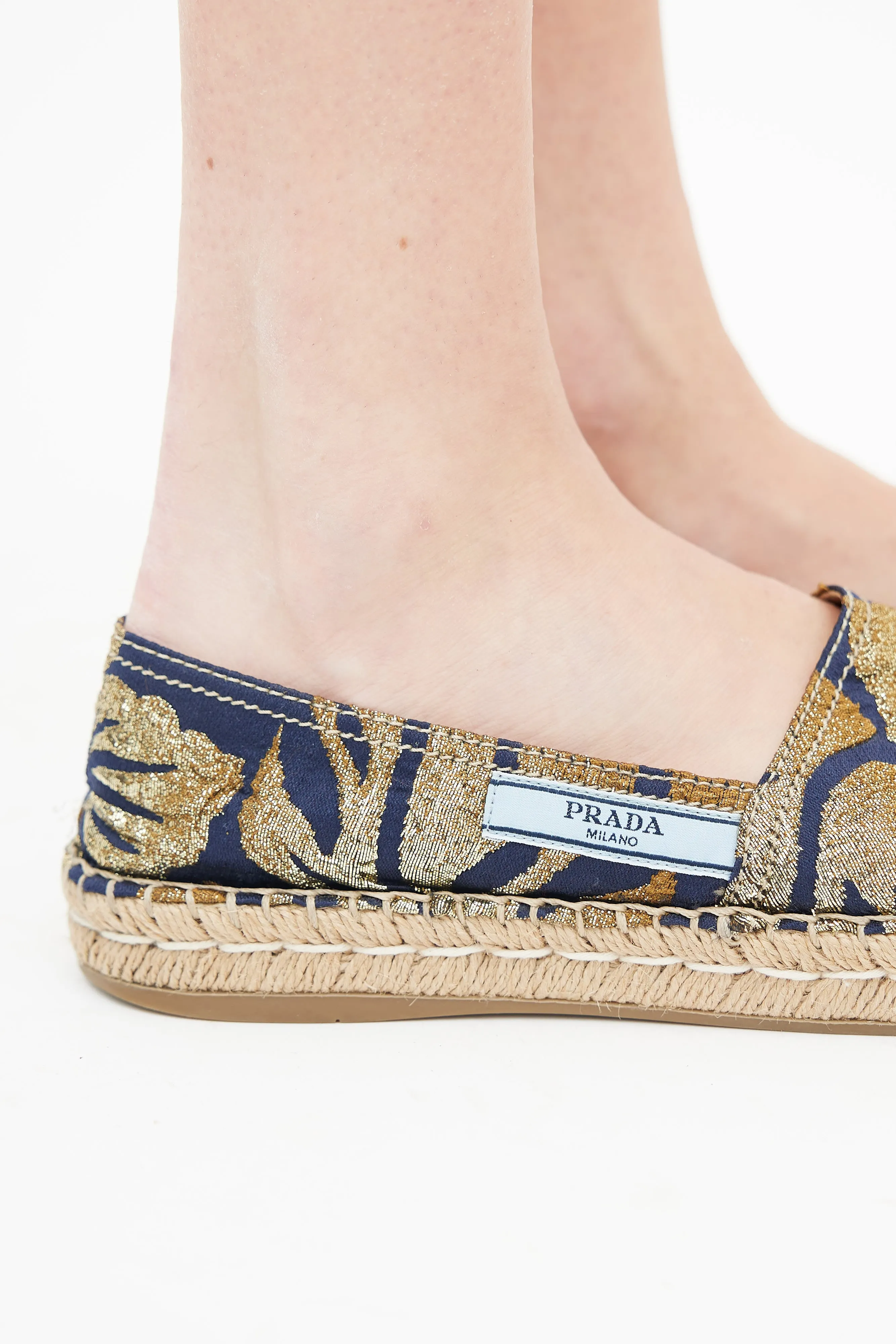 Navy & Gold Brocade Espadrille